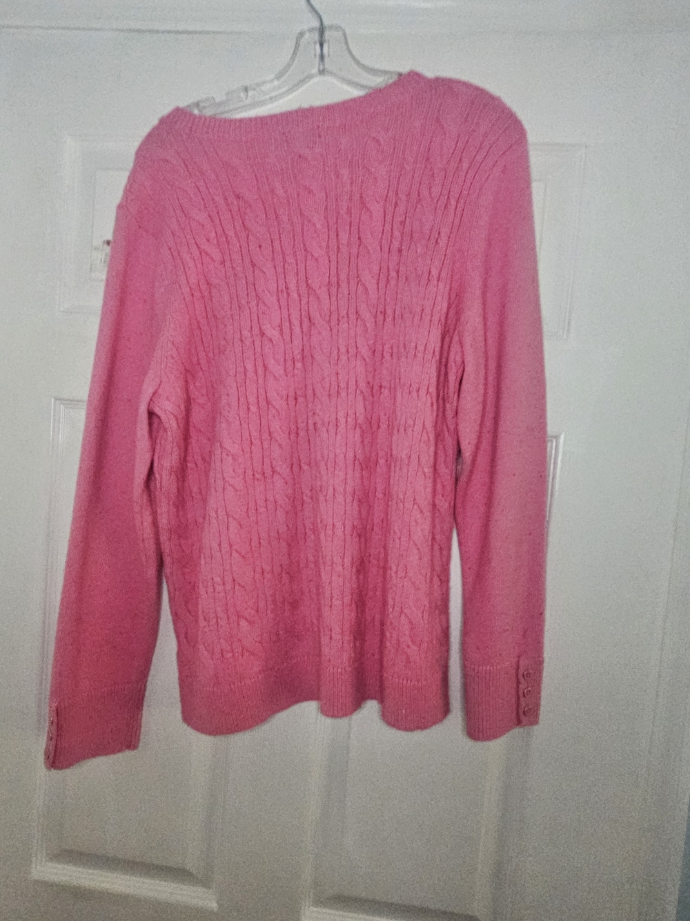 Talbots Classic Cable Knit Crewneck Sweater - Hot Pink - Picture 4 of 7